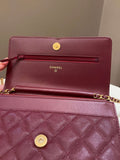 Chanel CC Filigree Wallet On Chain Burgundy/ Black Caviar