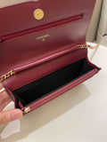 Chanel CC Filigree Wallet On Chain Burgundy/ Black Caviar
