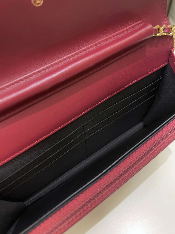 Chanel CC Filigree Wallet On Chain Burgundy/ Black Caviar
