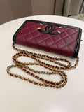 Chanel CC Filigree Wallet On Chain Burgundy/ Black Caviar