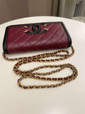 Chanel CC Filigree Wallet On Chain Burgundy/ Black Caviar