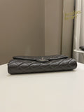 Chanel Quilted Timeless Flap Clutch Bag Grey Caviar