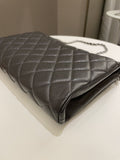 Chanel Quilted Timeless Flap Clutch Bag Grey Caviar