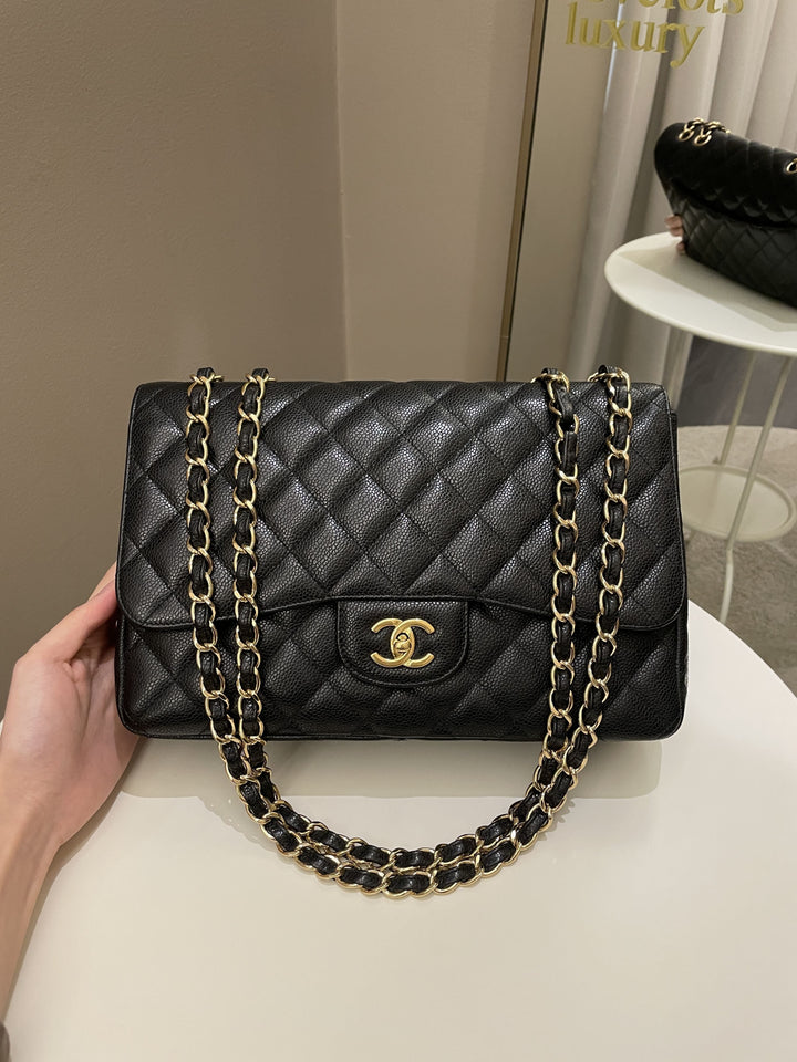 Chanel Classic Quilted Jumbo Single Flap Black Caviar