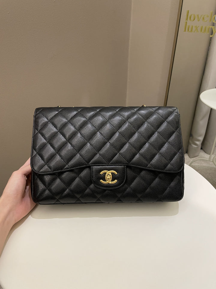 Chanel Classic Quilted Jumbo Single Flap Black Caviar