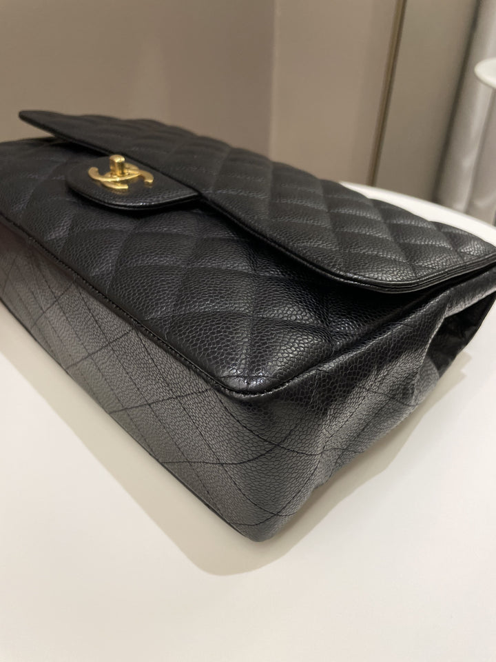 Chanel Classic Quilted Jumbo Single Flap Black Caviar