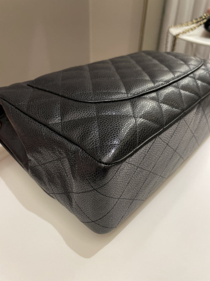 Chanel Classic Quilted Jumbo Single Flap Black Caviar