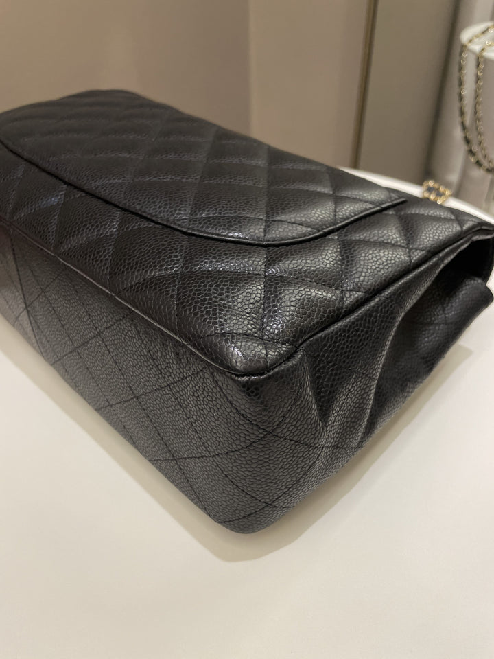Chanel Classic Quilted Jumbo Single Flap Black Caviar
