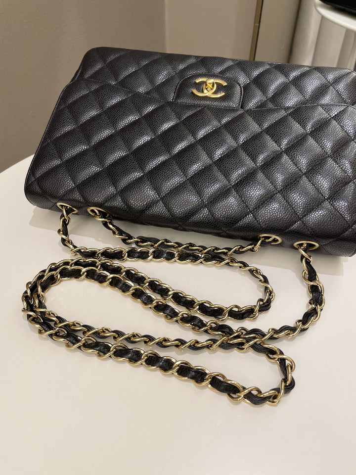Chanel Classic Quilted Jumbo Single Flap Black Caviar