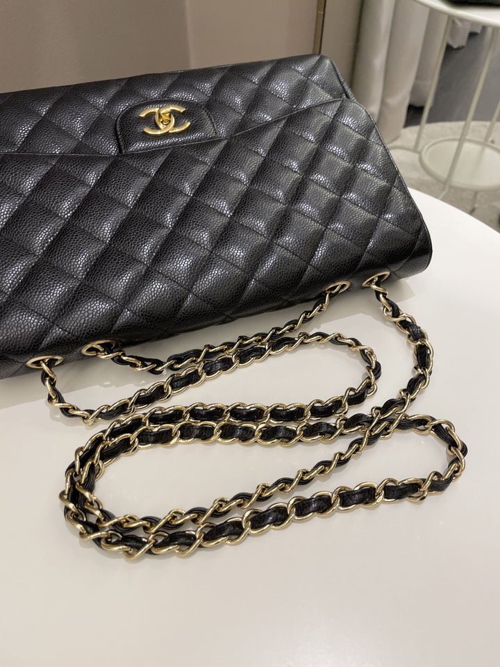 Chanel Classic Quilted Jumbo Single Flap Black Caviar