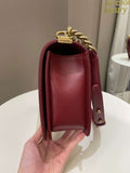 Chanel Quilted New Medium Boy Burgundy Lambskin