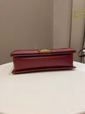 Chanel Quilted New Medium Boy Burgundy Lambskin