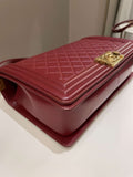 Chanel Quilted New Medium Boy Burgundy Lambskin