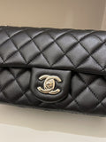 Chanel 23C Pearl Crush Quilted Mini Rectangular Black Lambskin