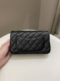 Chanel 23C Pearl Crush Quilted Mini Rectangular Black Lambskin