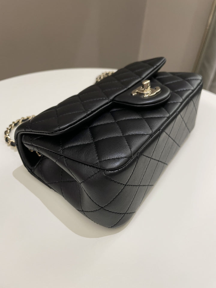 Chanel 23C Pearl Crush Quilted Mini Rectangular Black Lambskin