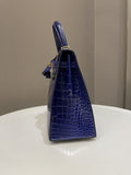 Hermes Kelly Sellier 25 Bleu Croc