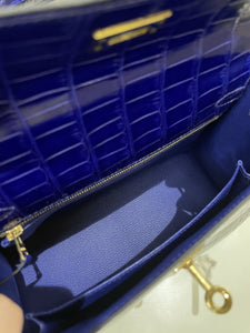 Hermes Kelly Sellier 25 Bleu Croc