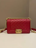 Chanel Quilted Small Boy Red Caviar