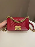 Chanel Quilted Small Boy Red Caviar