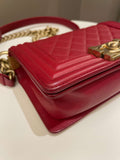 Chanel Quilted Small Boy Red Caviar