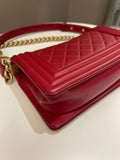 Chanel Quilted Small Boy Red Caviar