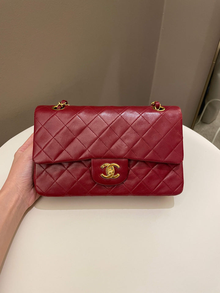 Chanel Vintage Classic Small Double Flap Red Lambskin