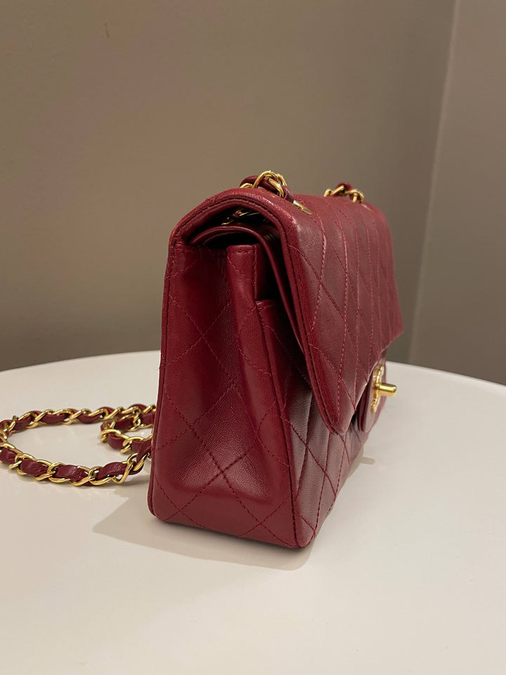 Chanel Vintage Classic Small Double Flap Red Lambskin