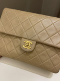 Chanel Vintage Quilted Flap Beige Lambskin