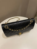 Chanel Vintage Classic Quilted Medium Double Flap Black Lambskin