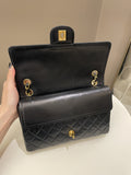 Chanel Vintage Classic Quilted Medium Double Flap Black Lambskin