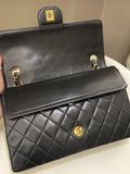 Chanel Vintage Classic Quilted Medium Double Flap Black Lambskin