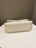 Chanel Quilted Coco Lizard Handle Ivory/ Burgundy Caviar