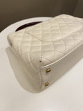 Chanel Quilted Coco Lizard Handle Ivory/ Burgundy Caviar