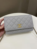 Chanel Gold Cc Classic Wallet on Chain Grey Caviar
