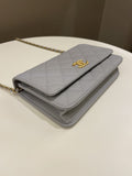 Chanel Gold Cc Classic Wallet on Chain Grey Caviar