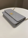Chanel Gold Cc Classic Wallet on Chain Grey Caviar