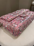 Chanel Quilted Mini Rectangular Flap Bag Pink Sequins