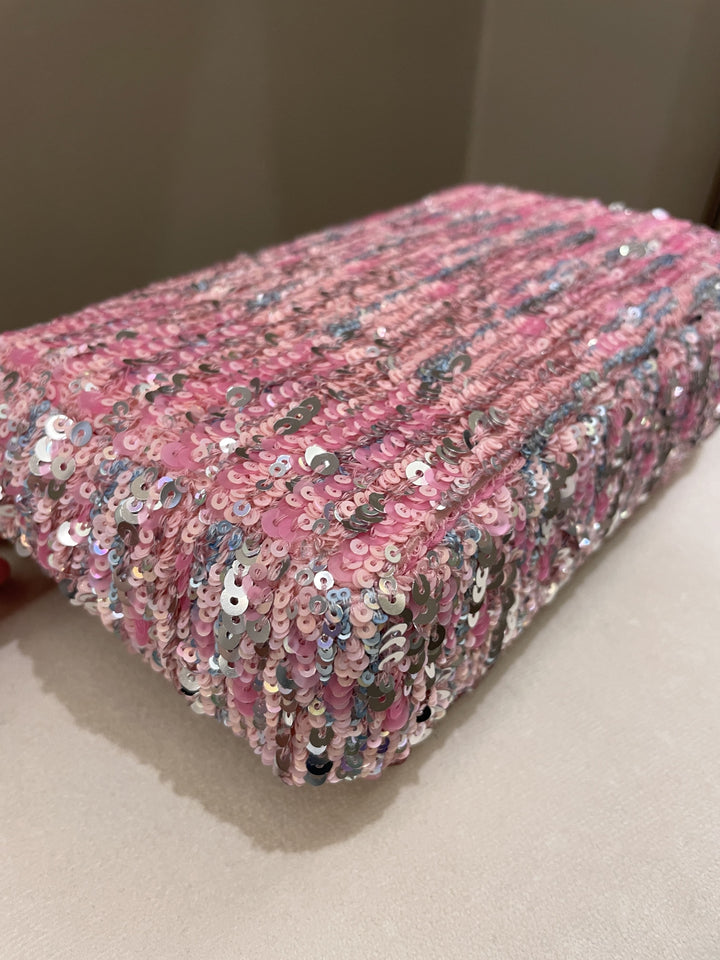 Chanel Quilted Mini Rectangular Flap Bag Pink Sequins