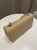 Chanel Vintage Quilted Full Flap Bag Beige Lambskin