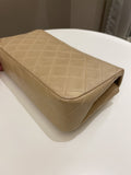 Chanel Vintage Quilted Full Flap Bag Beige Lambskin