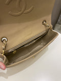 Chanel Vintage Quilted Full Flap Bag Beige Lambskin