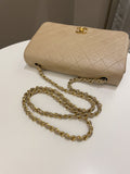 Chanel Vintage Quilted Full Flap Bag Beige Lambskin
