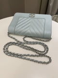Chanel Mademoiselle Wallet On Chain Blue Iridescent Caviar