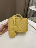 Chanel Filigree Vanity Case Yellow Caviar