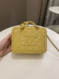 Chanel Filigree Vanity Case Yellow Caviar