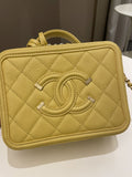 Chanel Filigree Vanity Case Yellow Caviar