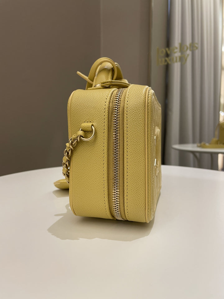 Chanel Filigree Vanity Case Yellow Caviar