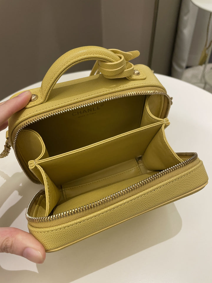 Chanel Filigree Vanity Case Yellow Caviar