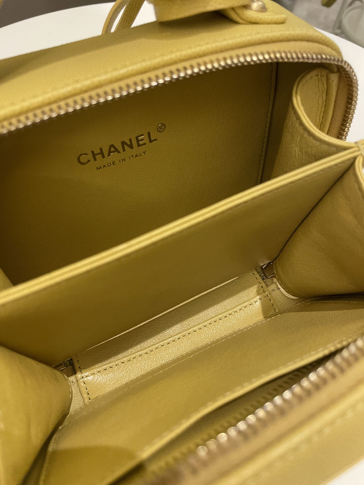 Chanel Filigree Vanity Case Yellow Caviar